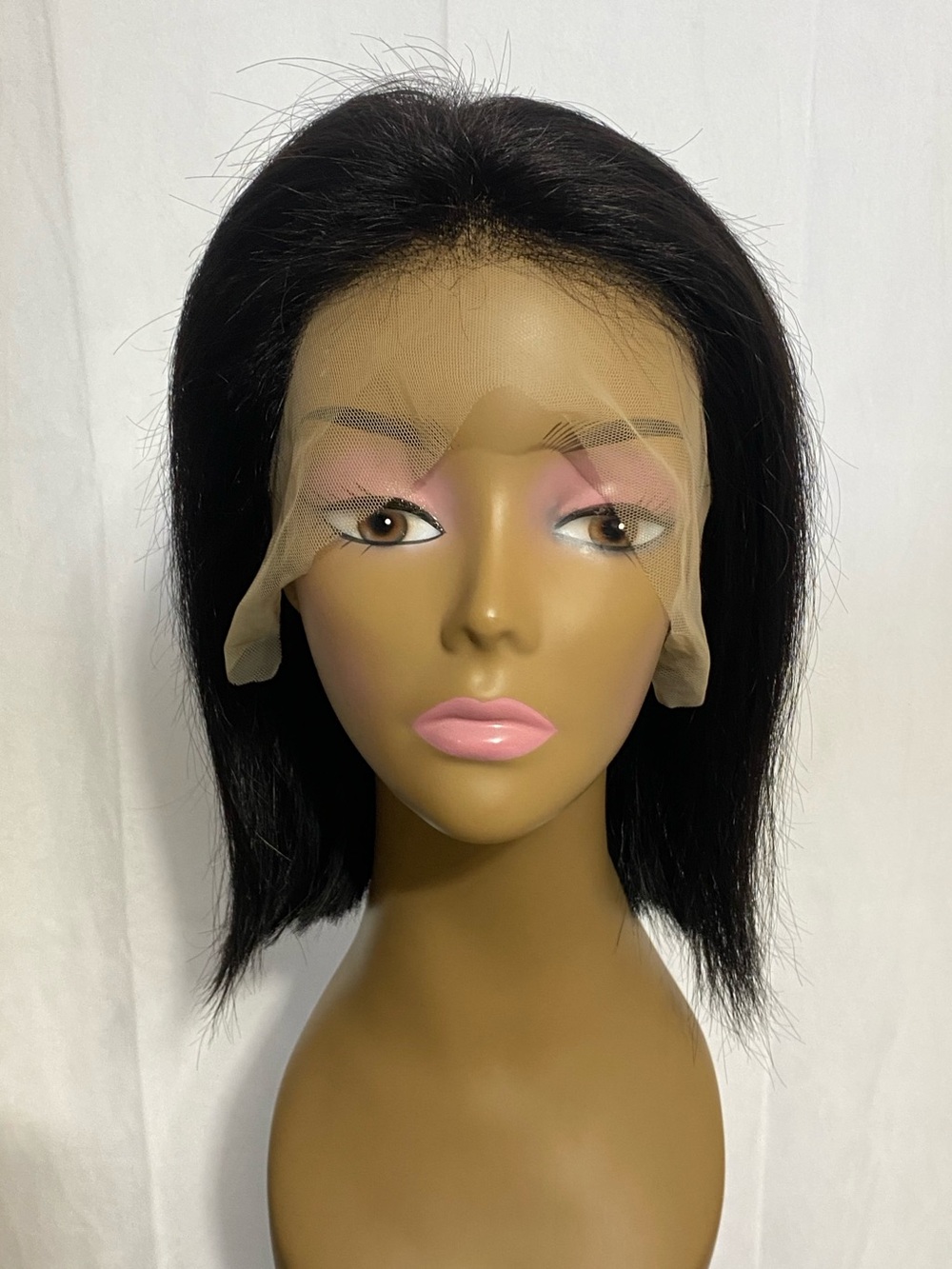 12” Glueless Lace Front Bob Wig 13x4 Pre Plucked Human Hair Black Medium Cap